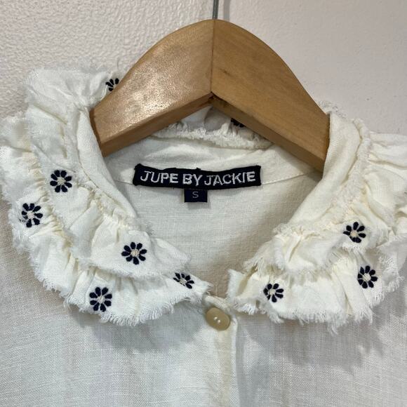 Jupe by Jackie Linen Cotton Button Down Blouse Romantic Cottagecore Womens S - Picture 8 of 8